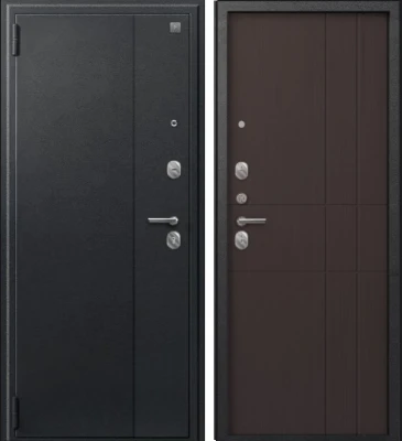 Дверь A-02 черный сатин - лиственница тёмная