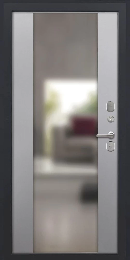 Входная дверь ДвериПРО L-45 Алиса (16мм, ПВХ софт грей, зеркало) DPRO196428 внутренняя сторона