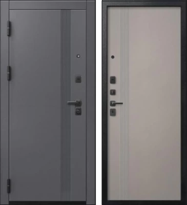 Дверь V-17 Черный муар + Кашемир графит - Кашемир грей