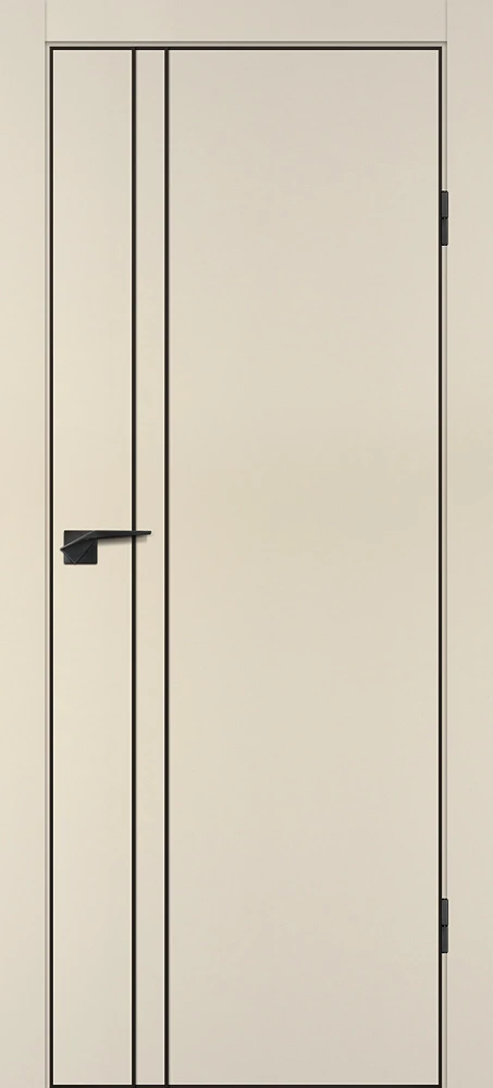 Фото Межкомнатная дверь P-20  черный молдинг PET,  кромка ABS черная c 4-х ст. Бежевый матовый