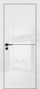 Межкомнатная дверь HGX-19 черная кромка с 4-х ст. Белый глянец
