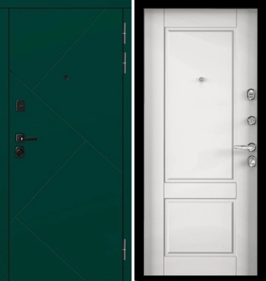 Дверь Цербер 3КЧёрный муар ХакиЧерная ФурнитураСменная панель